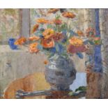 Janetta S. Gillespie (1876-1956) British. Still Life with Flowers in a Vase, Oil on Board, Signed,