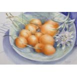 Tim Dolby (1958- ) British. "Passion Fruits", Watercolour, Signed, and Inscribed on the reverse,