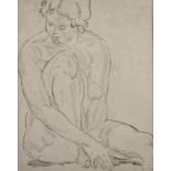 Frederick Carter (1885-1967) British. Study of a Seated Female Nude, Etching, Signed in Pencil,