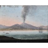 19th Century Italian School. "Vue de la Montagne du Vesuvius", Gouache, Inscribed, 4.25" x 5.5".