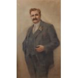 Carlo Pittara (1836-1890) Italian. A Three-quarter Length Portrait of a Man, Pastel, Signed, 56.5" x