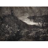 Mary Shoulton (20th Century) British. "The Lonely Tower", after Samuel Palmer, Etching, Signed