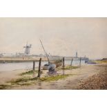 K... Barnard (19th - 20th Century) British. An Estuary Scene, with Moored Boats, Watercolour, Signed