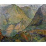 Hugo Baar (1873-1912) Moravian-German. A Mountainous Landscape, Oil on Canvas, Signed, Unframed, 20"