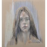 Haimer (20th Century) British. Portrait of a Young Girl, Pastel, Signed and Dated '04, Unframed,