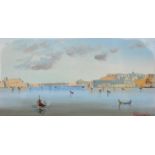 Carmello Bonello (19th - 20th Century) Maltese. The Grand Harbour, Malta, Gouache, Signed, 3.75" x