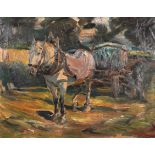 Manner of Harry Fidler (1856-1935) British. A Horse and Cart, Oil on Canvas, bears a Signature,