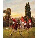 Brian Whiteside (1934- ) British. The Polo Match, Oil on Board, Signed and Dated 2010, 28.5" x 24".