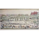 Laurence Stephen Lowry (1887-1976) British. "Peel Park", with Hundreds of Figures and Houses and
