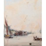 Attributed to Samuel Owen (1768-1857) British. Boats in an Estuary, Watercolour, 10" x 8.25".