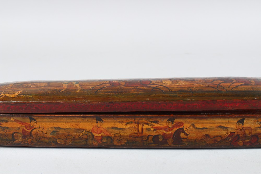 A GOOD PAIR OF LARGE QALAMDAN PAPIER MACHE PEN BOXES, 28cm long. - Image 7 of 7