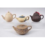 A MIXED LOT OF FOUR 19TH / 20TH CENTURY CHINESE YIXING CLAY TEA POTS, consisting of five clay Yixing