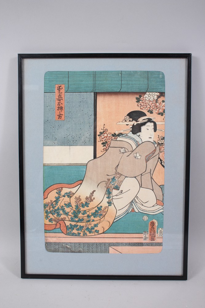 A GOOD JAPANESE EDO PERIOD UKIYO-E / WOODBLOCK PRINT BY TOYOKUNI GA (1857), depicting scnes of a - Image 2 of 5