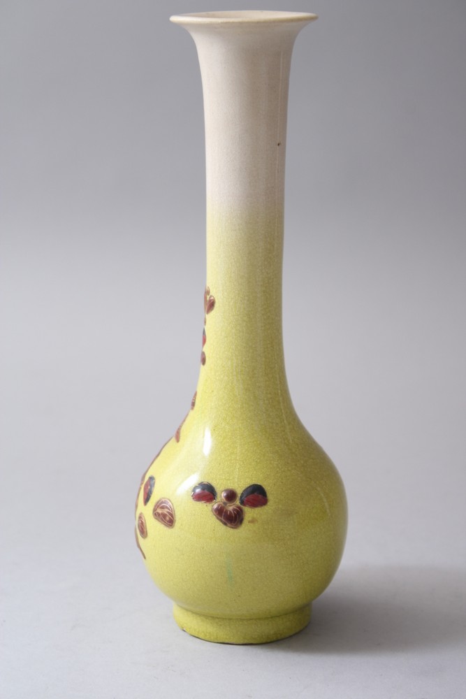 A JAPANESE MEIJI PERIOD PORCELAIN & LACQUER BOTTLE VASE, the lacquer decoration of birds and foliage - Image 3 of 6