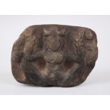 A FINE 12TH-13TH CENTURY CARVED STONE EROTIC FIGURE, 11cm x 8cm.