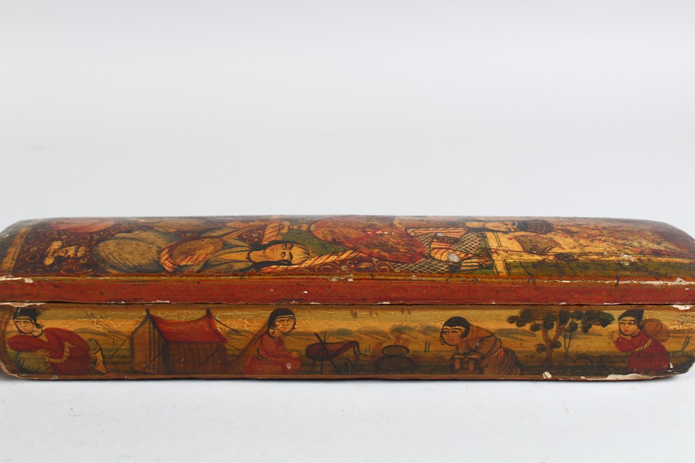 A GOOD PAIR OF LARGE QALAMDAN PAPIER MACHE PEN BOXES, 28cm long. - Image 6 of 7