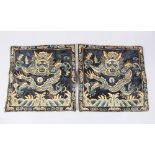 A PAIR OF 19TH / 20TH CENTURY CHINESE EMBROIDERED SILK DRAGON AWARD, both finely embroidered with