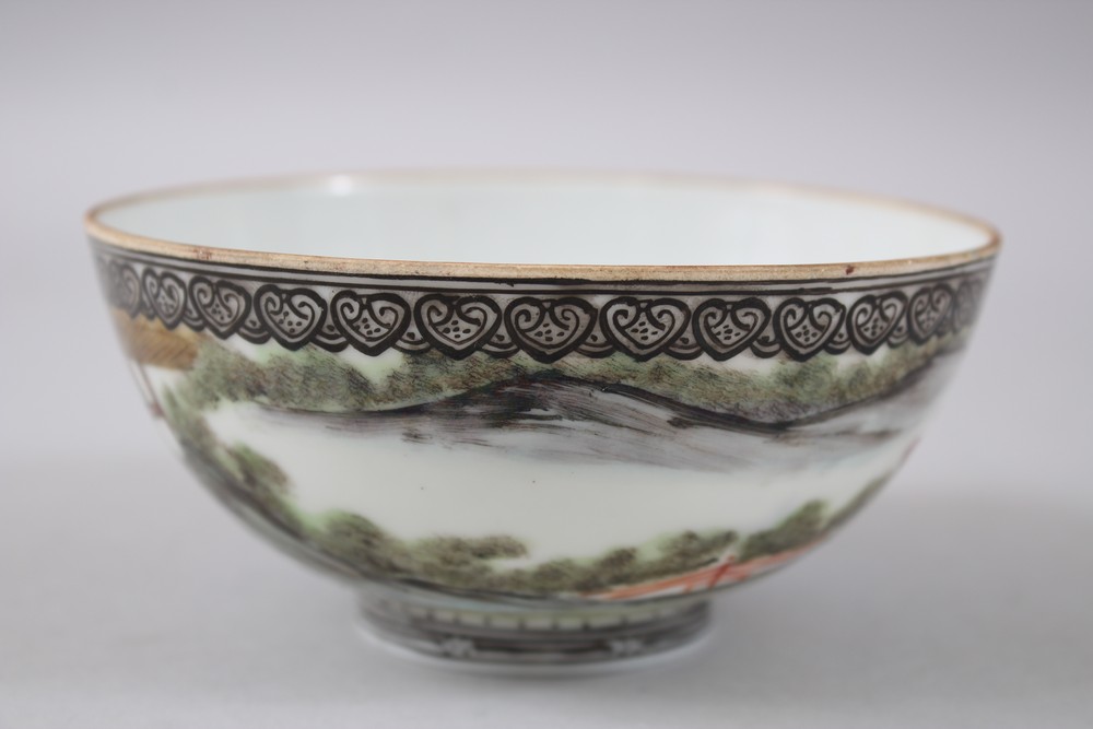 A 20TH CENTURY CHINESE FAMILLE ROSE EGSHELL PORCELAIN BOWL , the body of the bowl decorated with - Image 3 of 7