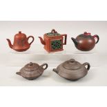 A MIXED LOT OF FIVE 19TH / 20TH CENTURY CHINESE YIXING CLAY TEA POTS, consisting of five clay Yixing