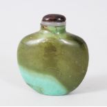 A GOOD 19TH / 20TH CENTURY CHINESE TURQUOISE STONE SNUFF BOTTLE, of ovoid shape, 5.5cm high x 4.