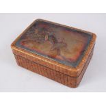 A GOOD JAPANESE MEIJI PERIOD WOOD & INLAID MIXED METAL LIDDED BOX, the exterior of the box with