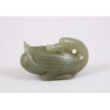 A GOOD CHINESE 19TH / 20TH CENTURY CARVED JADE GOOSE, 5cm wide X 3cm high.