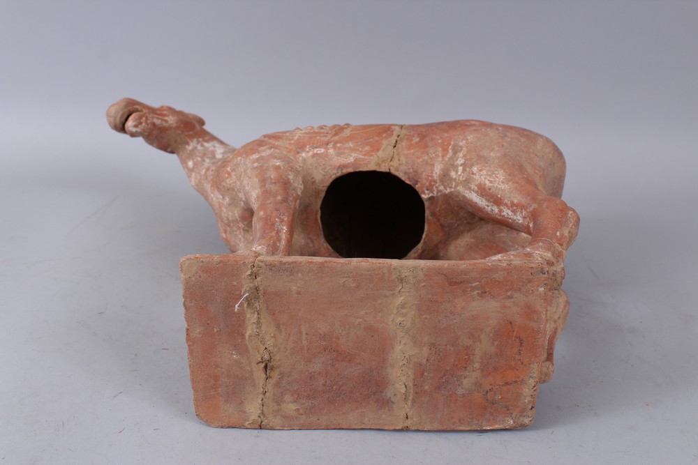 A GOOD CHINESE TANG TERRACOTTA POTTERY HORSE. 35cm high, 35 cm long. - Image 6 of 6