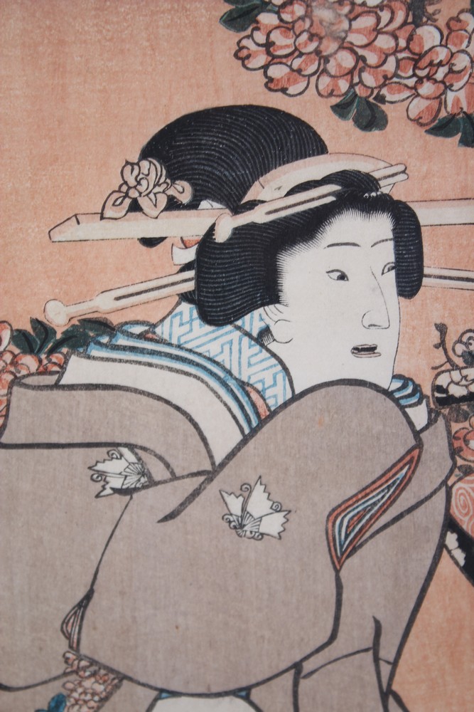 A GOOD JAPANESE EDO PERIOD UKIYO-E / WOODBLOCK PRINT BY TOYOKUNI GA (1857), depicting scnes of a - Image 3 of 5