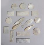 A MIXED LOT OF SEVENTEEN 19TH CENTURY CHINESE MOTHER OF PEARL GAMES COUNTERS, of different sizes and