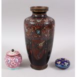 A JAPANESE MEIJI PERIOD CLOISONNE VASE BY OTA, the vase decorated with panels of dragons and phoenix