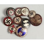 TEN VARIOUS NAZI BADGES.