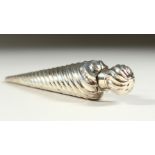 A GOOD VICTORIAN SILVER SPIRAL SHAPED SCENT BOTTLE. Birmingham 1884. Maker D. & L. S. 14.5cms long.