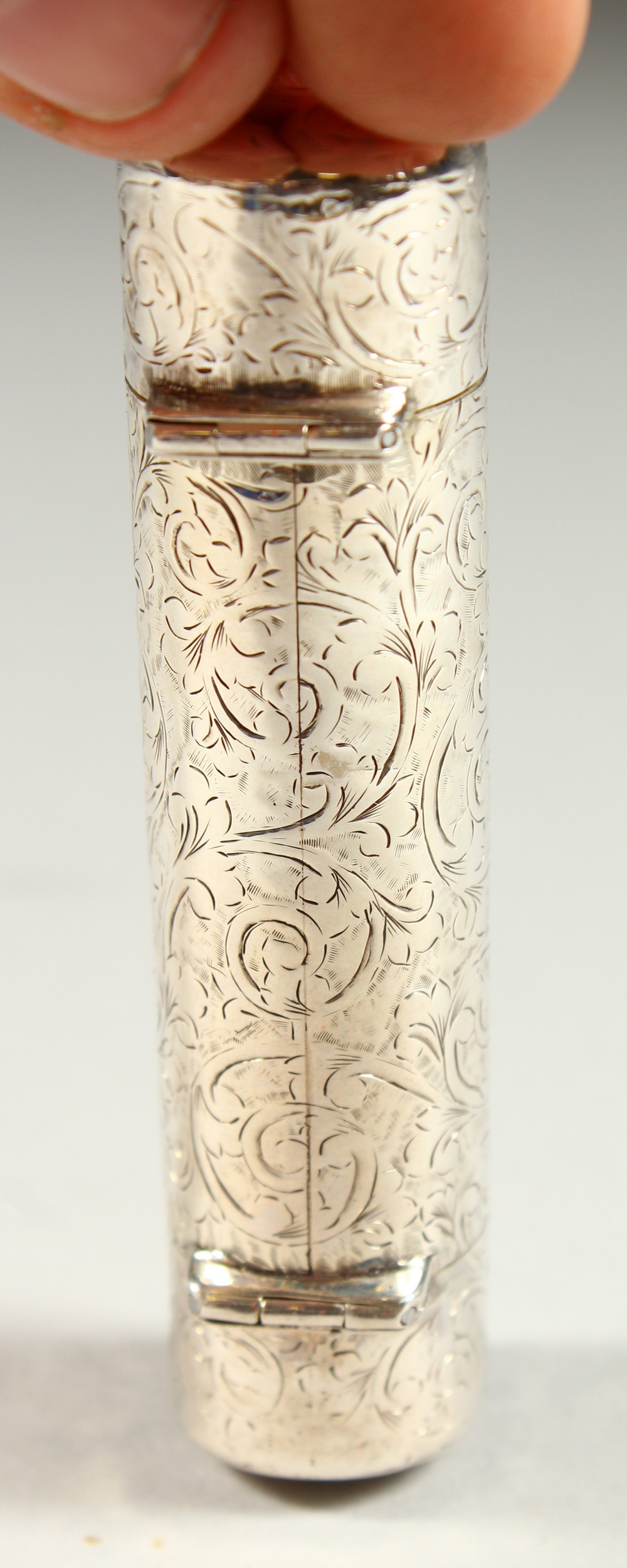 A GOOD VICTORIAN ENGRAVED SILVER DOUBLE ENDED SCENT BOTTLE, one for scent with a glass stopper, - Image 6 of 13