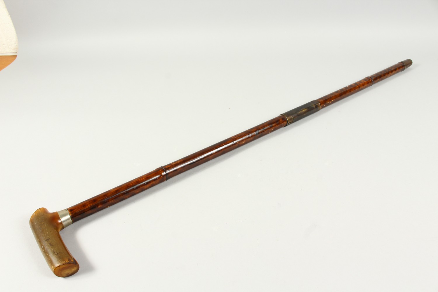A 19TH CENTURY SWORD STICK, with rhino horn handle, bamboo shaft with triangular shape blade. - Image 6 of 21