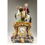 A VERY GOOD FRENCH "JACOB PETIT" PORCELAIN CASED CLOCK, the top with a detachable figure, a Turk