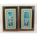A PAIR OF CHINESE FRAMED SILKWORK PICTURES.