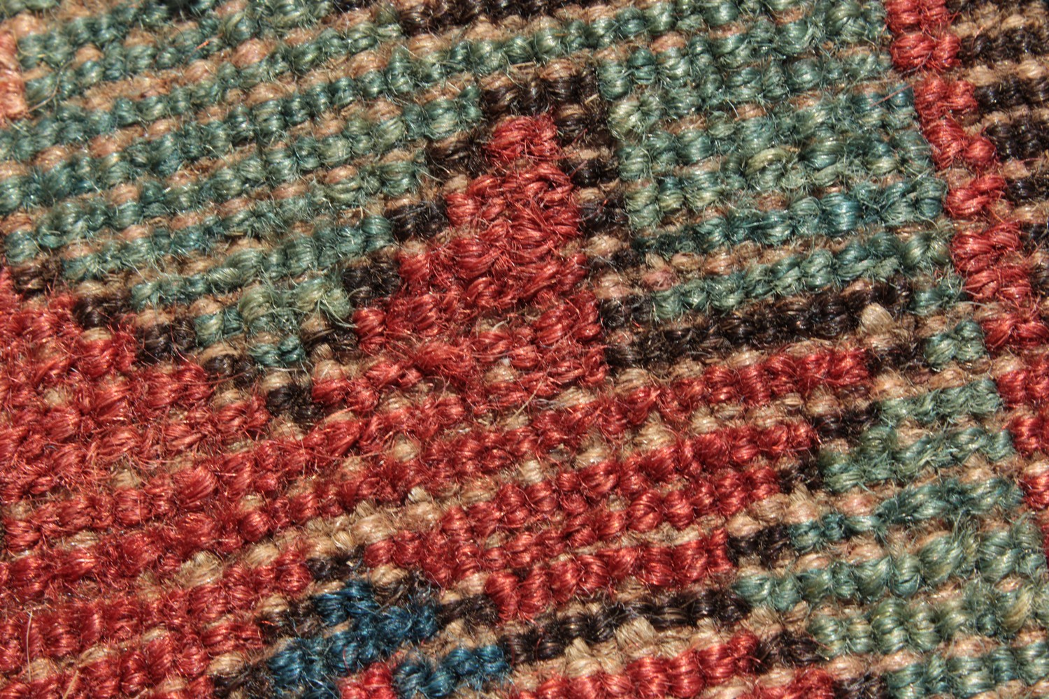 A CAUCASIAN RUNNER with typical motifs in red and blue. 10ft 9ins x 3ft 6ins. - Image 8 of 8