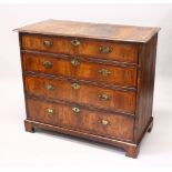 A LARGE 18TH CENTURY WALNUT SECRETAIRE CHEST with sliding fitted top drawer over three long