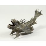 A STRANGE JAPANESE BRONZE FISH. 12ins long.