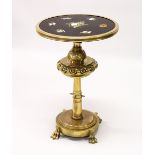 A SUPERB 19TH CENTURY ASHBY MARBLE INLAID CIRCULAR TABLE, the top inlaid with roses and other