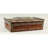 A GOOD 19TH CENTURY ANGLO INDIAN ROSEWOOD SEWING BOX, with bone inlay, the top opening to reveal a