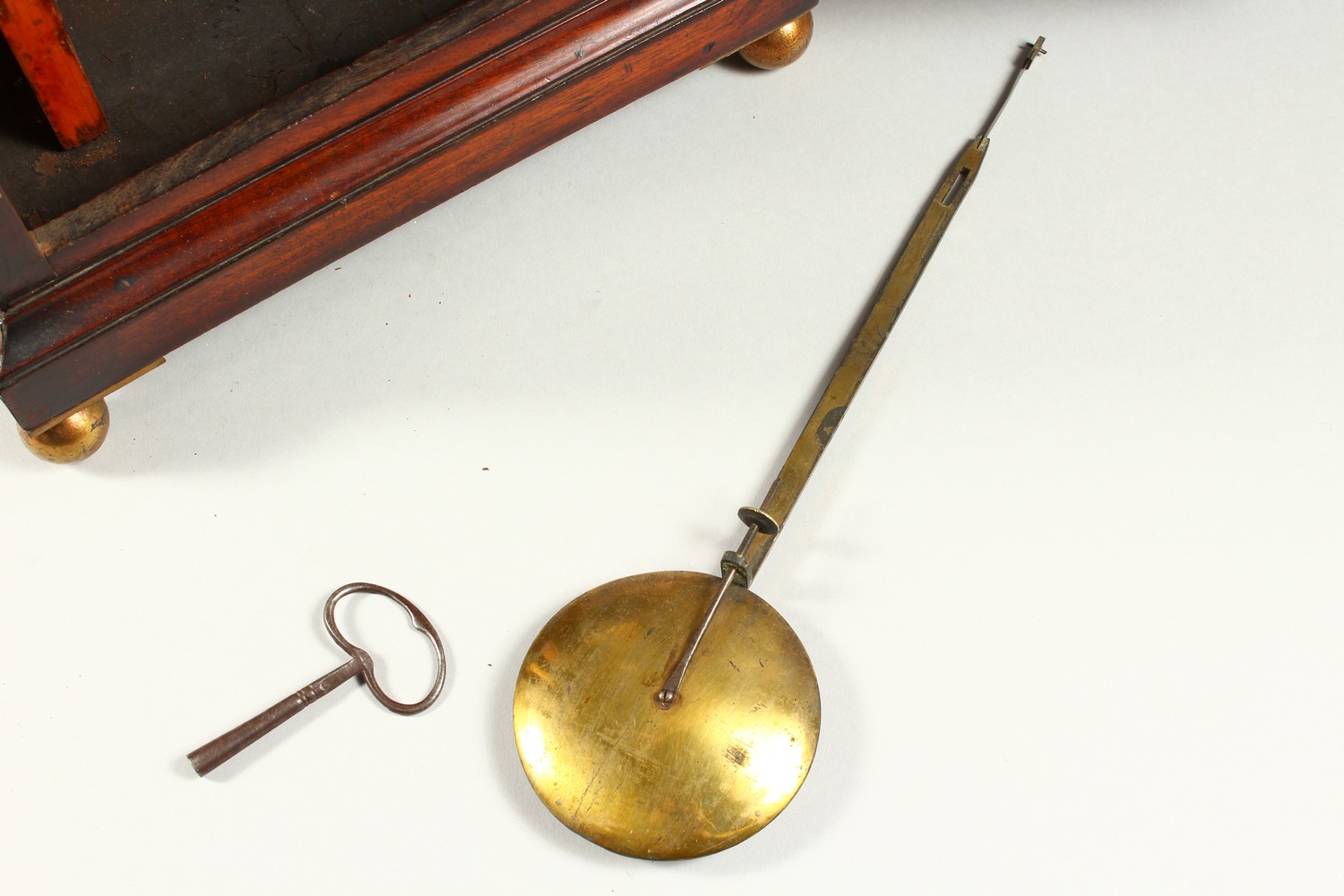 A REGENCY MAHOGANY BRACKET CLOCK, with domed top, brass grilled sides, lion ring handle, eight-day - Image 10 of 13