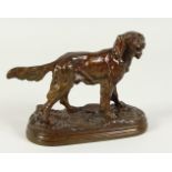 ALFRED DUBUCAND (1828-1894) FRENCH, A SMALL BRONZE FIGURE OF A STANDING DOG, on a naturalistic base.