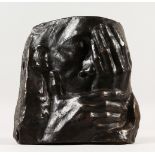 AFTER KATHE KOLLWITZ (1867-1945) GERMAN. "LAMENT" Signed KOLLWITZ. Foundry stamp. 25.5cms long x