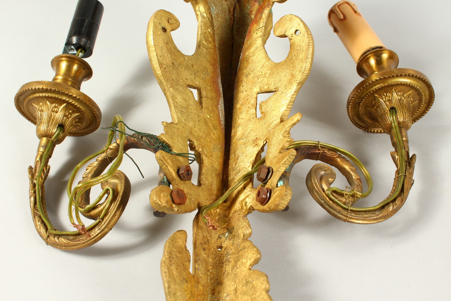 A GOOD PAIR OF LOUIS XVITH DESIGN ORMOLU TWO BRANCH WALL LIGHTS with female caryatid figures and - Image 3 of 8