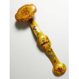 A LARGE CHINESE YELLOW GROUND SCEPTRE with cloisonne type decoration. 16ins long.