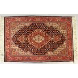 A GOOD SMALL PERSIAN PRAYER RUG, blue ground with allover stylised floral decoration. 90cm x 60cm.