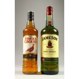 JAMESON IRISH WHISKEY, 1 x 1 litre bottle and FAMOUS GROUSE, 1 x 70cl bottle.