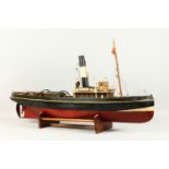 A GOOD LARGE LATE 19TH CENTURY SCRATCH BUILT MODEL OF THE STEAM SHIP "VULCAN", with electric