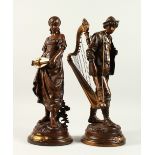 EUTROPE BOURET (1833-1906) FRENCH, A GOOD PAIR OF BRONZE FIGURES "SANS FAMILLE" and "LA GRACE DE